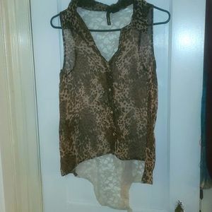 Women cheetah print lace top